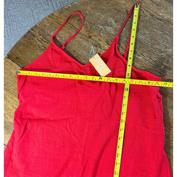 NWT! Kona Sol Red Krinkle Cotton Long Cover Up Tie Back Sz XL - Picture 4 of 9